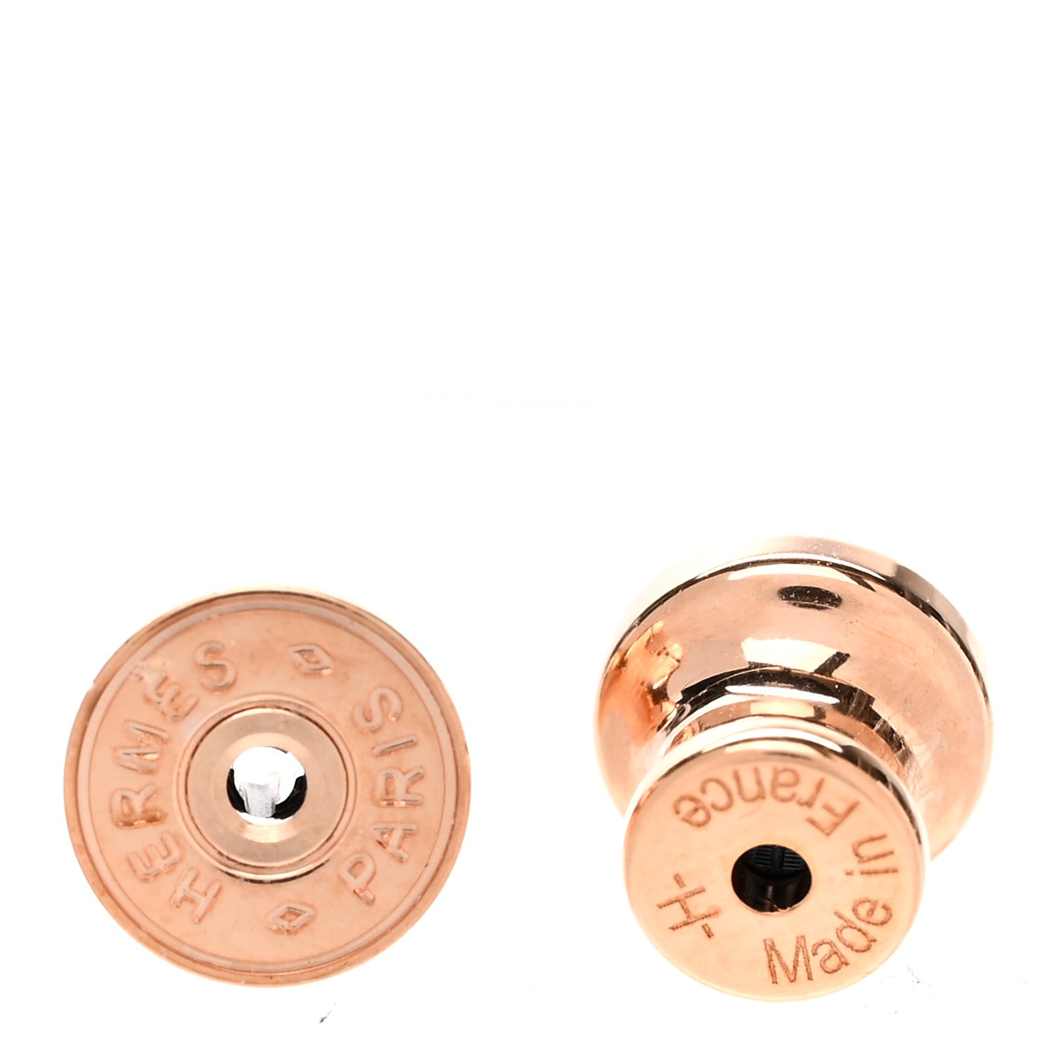 Hermes Rose Gold Lacquered Mini Pop H Earrings Marron Glace 4 of 6