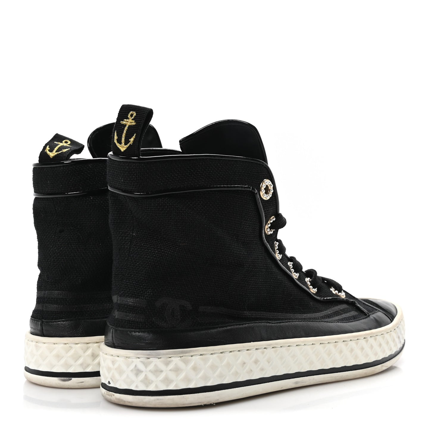 Fabric Lambskin Lace Up Cap Toe Sneakers 39.5 Black