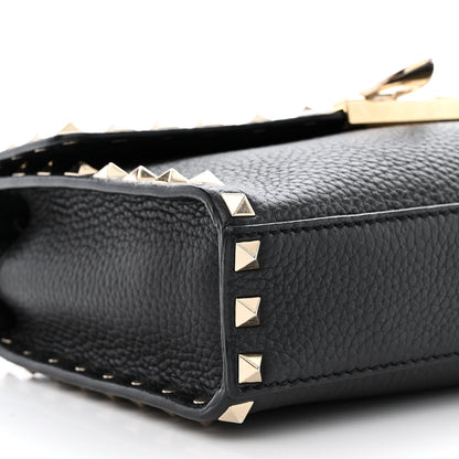 Valentino Garavani Pebbled Calfskin Medium Rockstud Flip Lock Crossbody Bag Black 9 of 10
