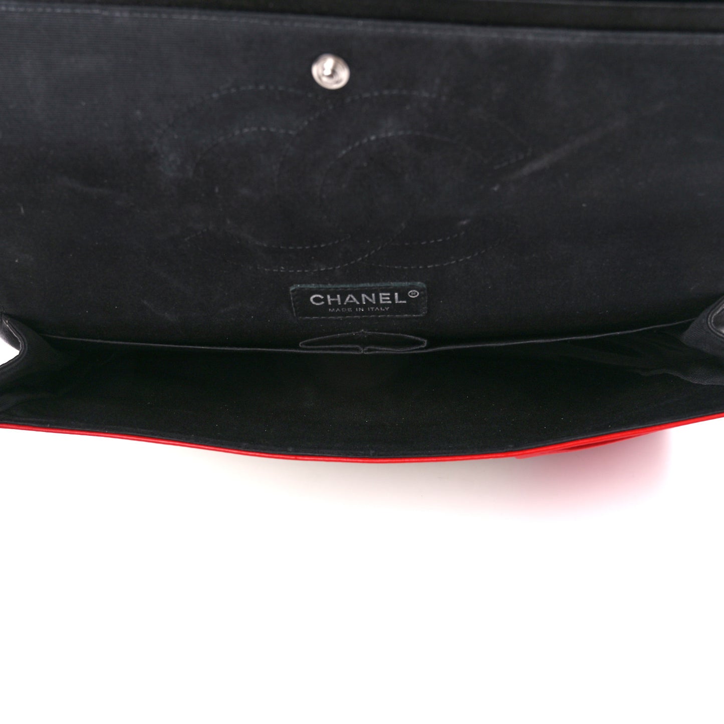 Lambskin Quilted Colorblock Jumbo Double Flap Black White Red