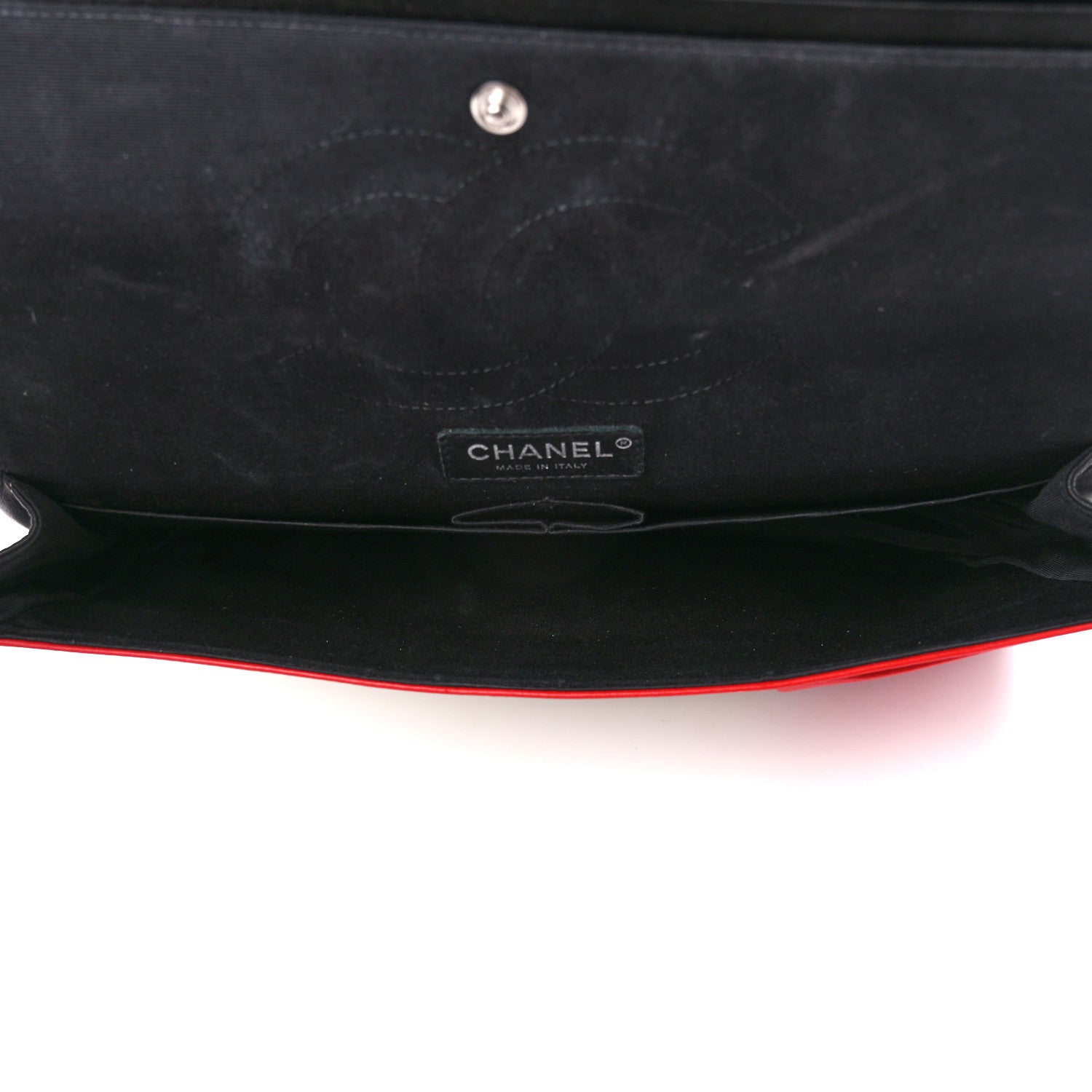 Chanel Lambskin Quilted Colorblock Jumbo Double Flap Black White Red 5 of 11