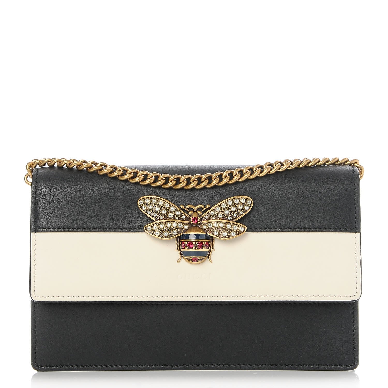 Gucci Calfskin Queen Margaret Chain Wallet Mystic White Black 1 of 9
