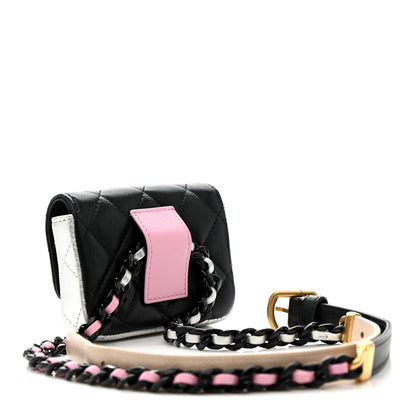 Chanel Lambskin Quilted Mini Chain Belt Bag Black Beige Multicolor 3 of 14