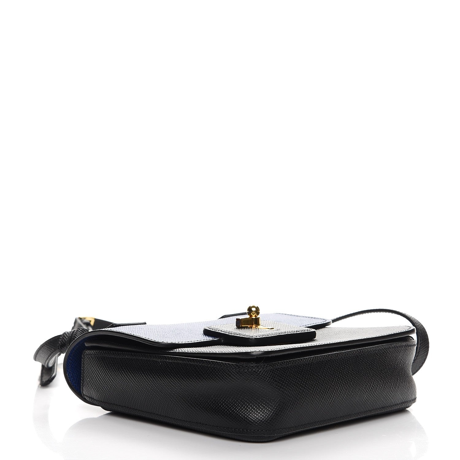 Prada Saffiano Bi-Color Crossbody Bag Inchiostro Black 4 of 7