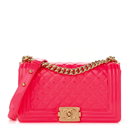 Chanel Patent Quilted Medium Boy Flap Pink 1 of 10