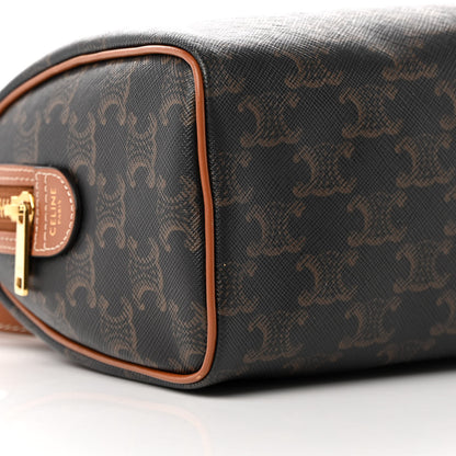 Celine Triomphe Canvas Calfskin Small Boston Bag Tan 9 of 15