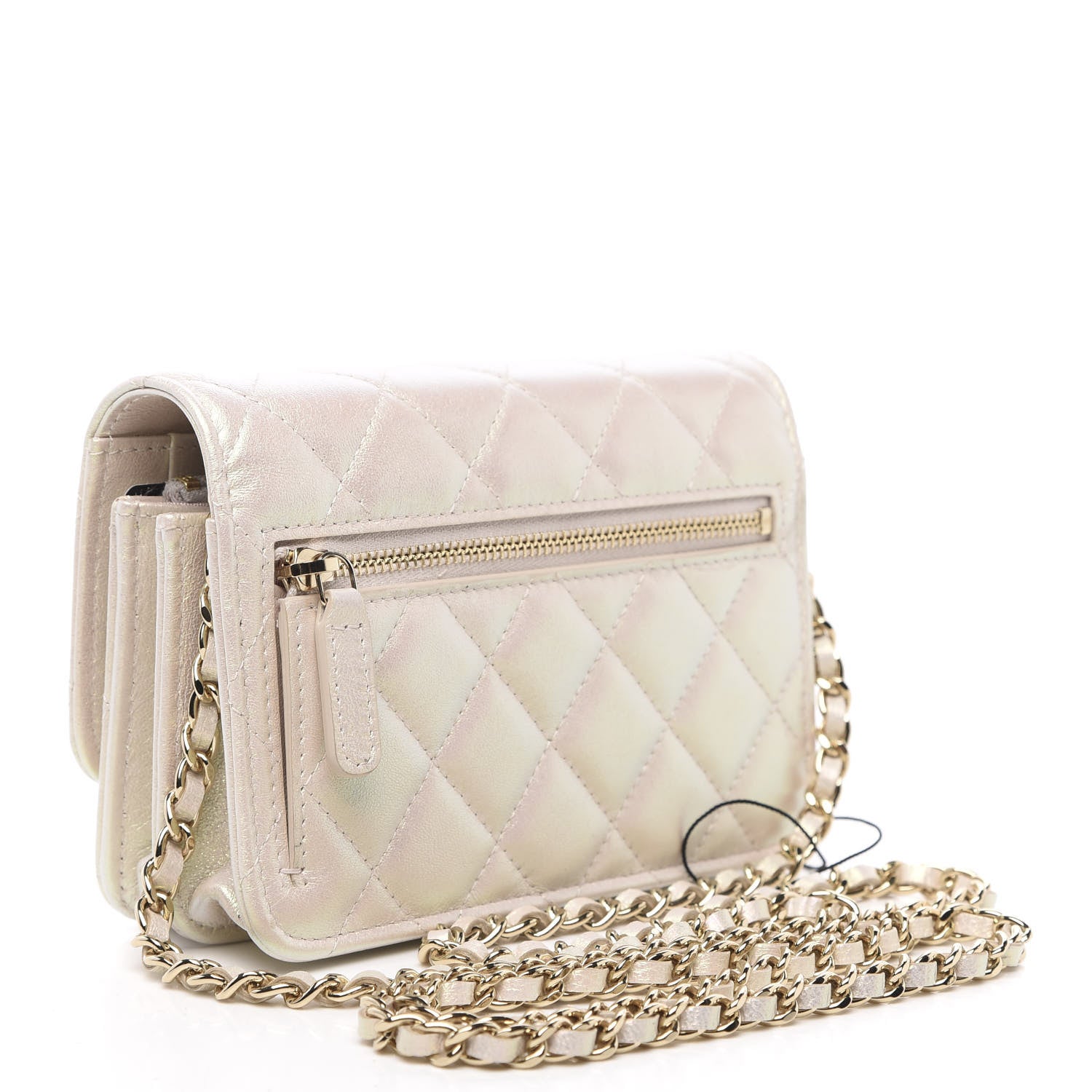 Chanel Iridescent Lambskin Quilted Mini Wallet On Chain WOC Ivory 3 of 10