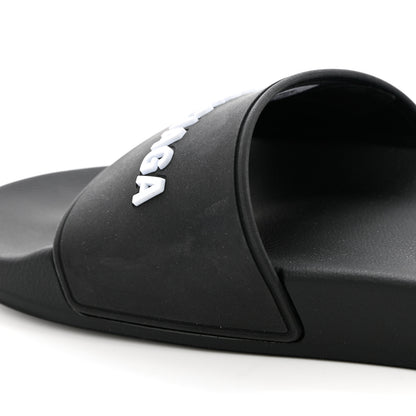 Balenciaga Rubber Womens Logo Pool Slide Sandals 37 Black 9 of 16