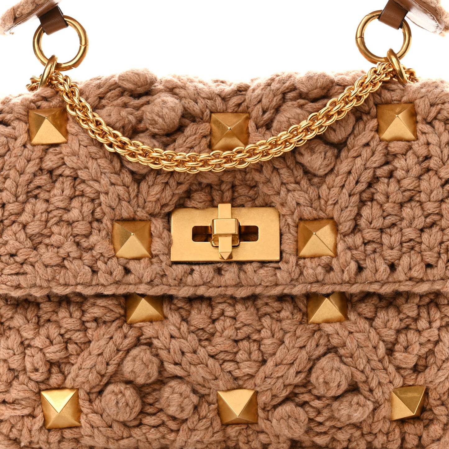 Cashmere Medium Roman Stud Shoulder Bag Brown
