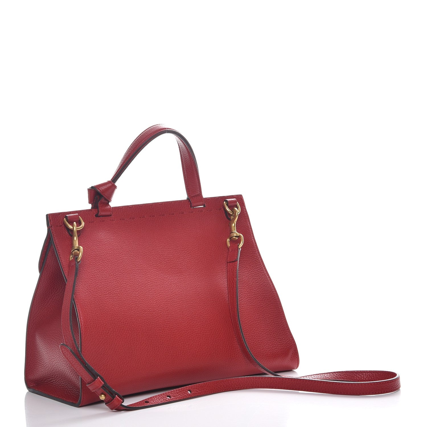 Gucci Calfskin Small GG Marmont Top Handle Bag Vulcanic Red 4 of 9