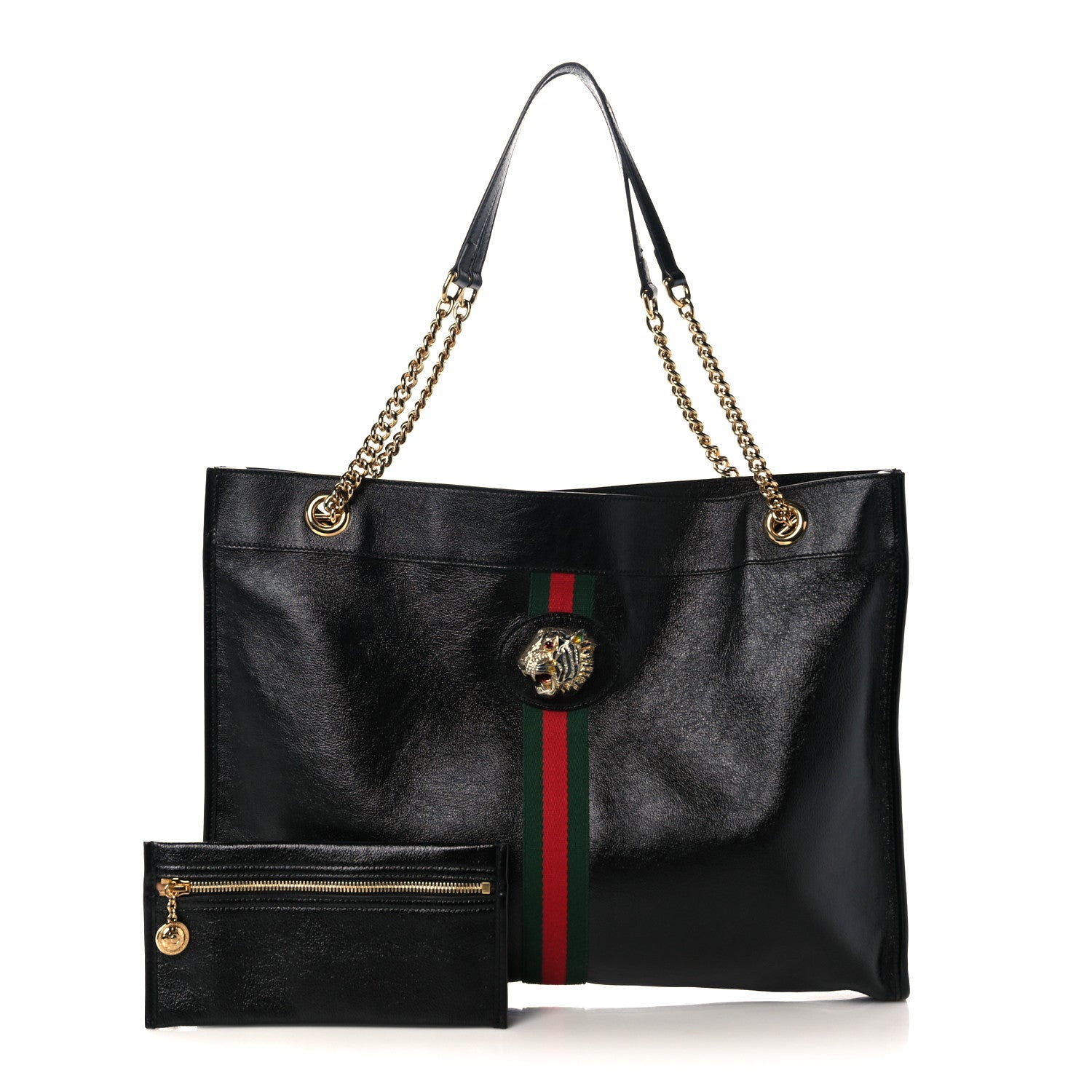 Gucci Calfskin Large Rajah Chain Tote Black 1 of 11