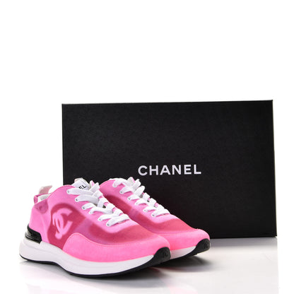 Chanel Denim Suede Calfskin Womens CC Sneakers 36.5 Pink 8 of 8