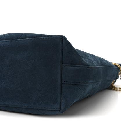 Chanel Suede Calfskin Small On My Shoulder Drawstring Bag Blue 9 of 9