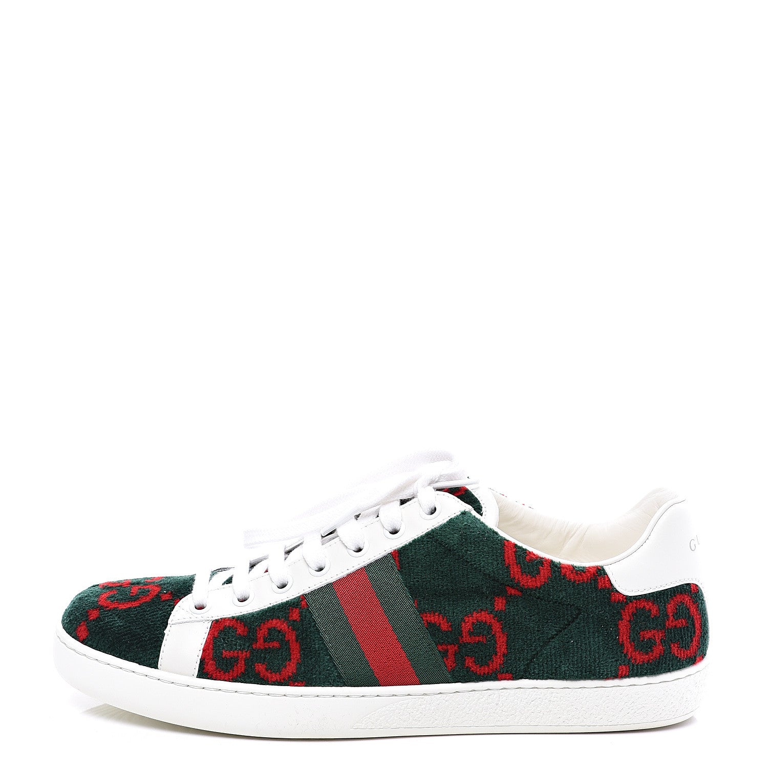 Gucci Terry Cloth GG Monogram Web Womens Ace Sneakers 39 Green Red 1 of 11