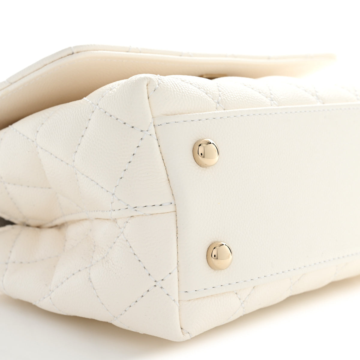 Chanel Caviar Quilted Mini Coco Handle Flap White 9 of 10