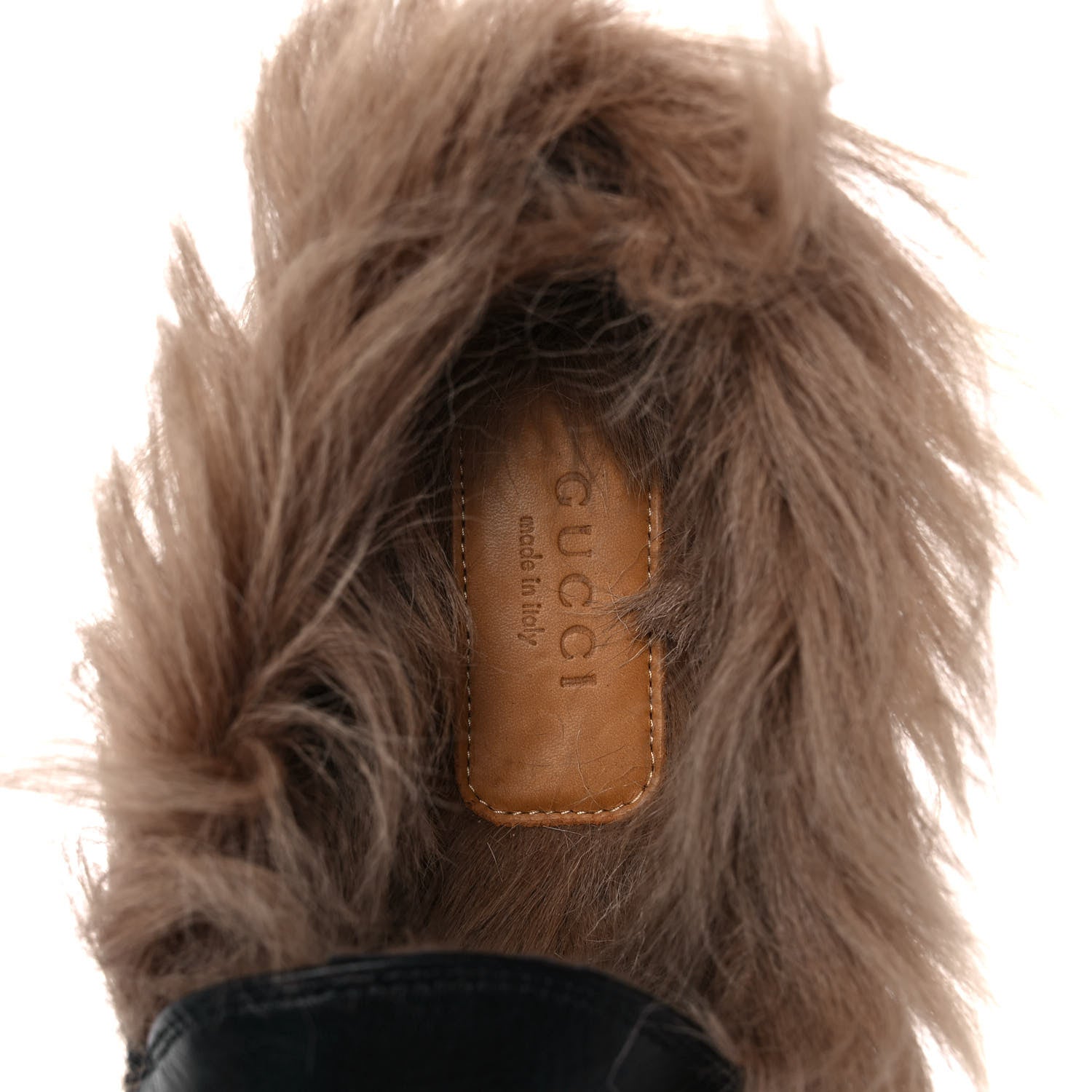 Gucci Malaga Kid Fur Womens Jordaan Loafers 38 Black Natural 7 of 8