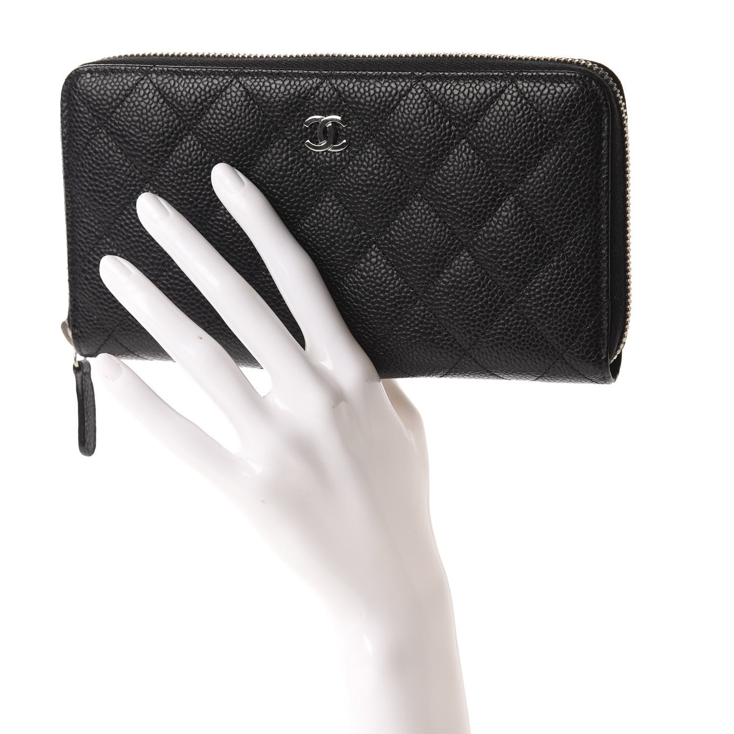 Chanel Caviar Quilted Large Gusset Zip Around Wallet Black 2 of 13