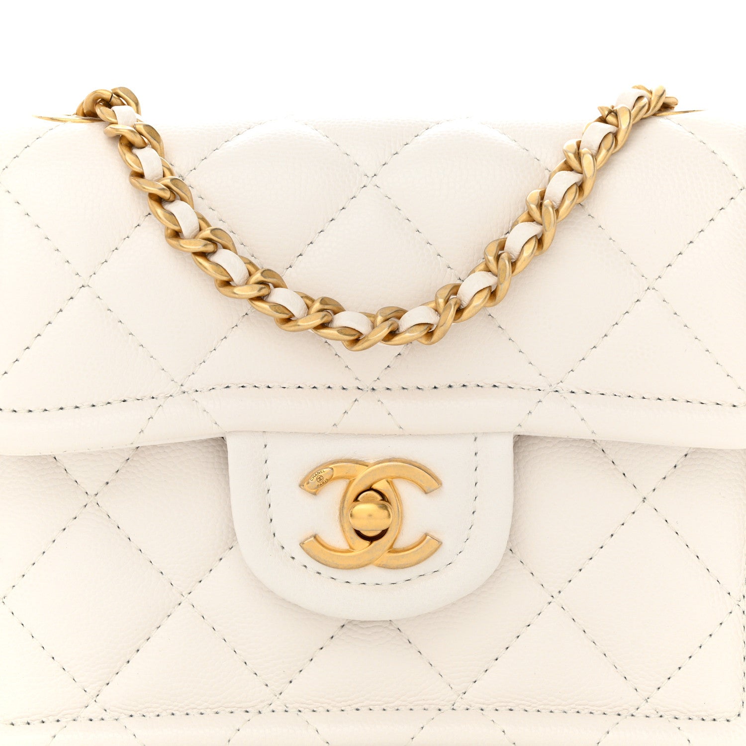 Chanel Caviar Quilted Mini Sweet Classic Flap White 8 of 12