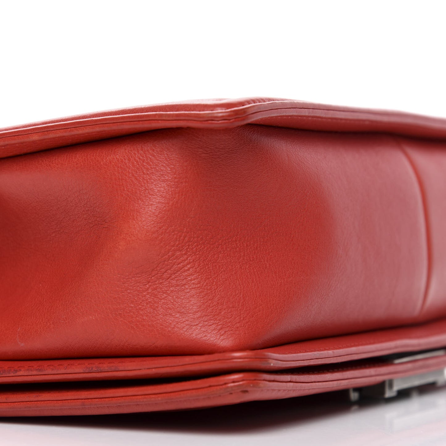 Calfskin Quilted Double Stitch Medium Boy Flap Red