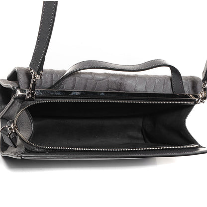 Fendi Calf Hair Crocodile Printed Demi Jour Shoulder Bag Grey 5 of 11