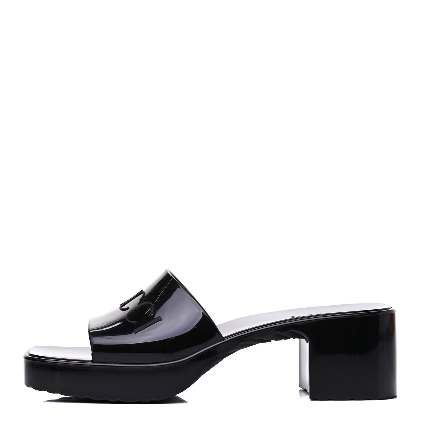 Rubber Gucci Logo Womens Platform 20/60mm Slide Sandals 37 Black