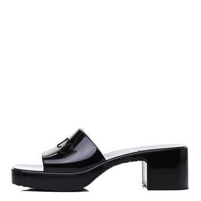 Gucci Rubber Gucci Logo Womens Platform 20/60mm Slide Sandals 37 Black 1 of 14