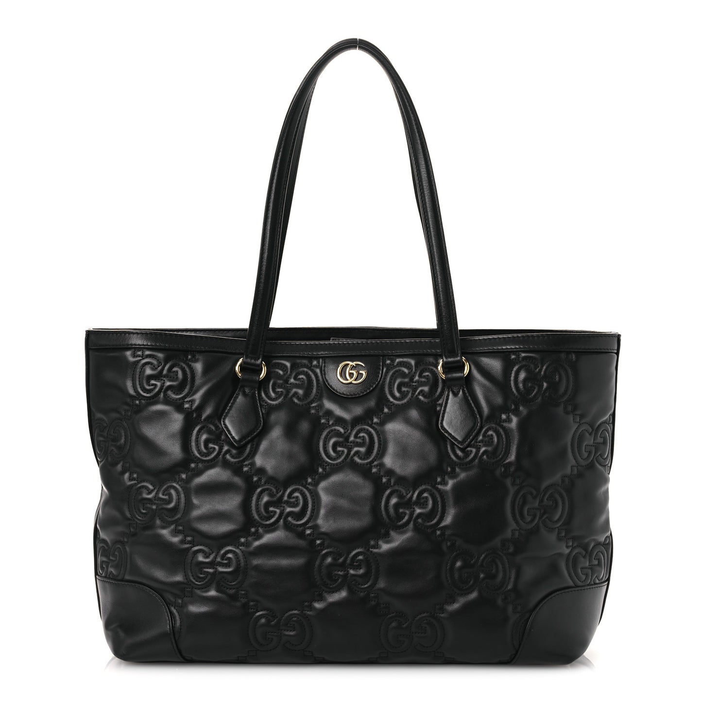 Calfskin GG Matelasse Medium Ophidia Shopping Tote Black