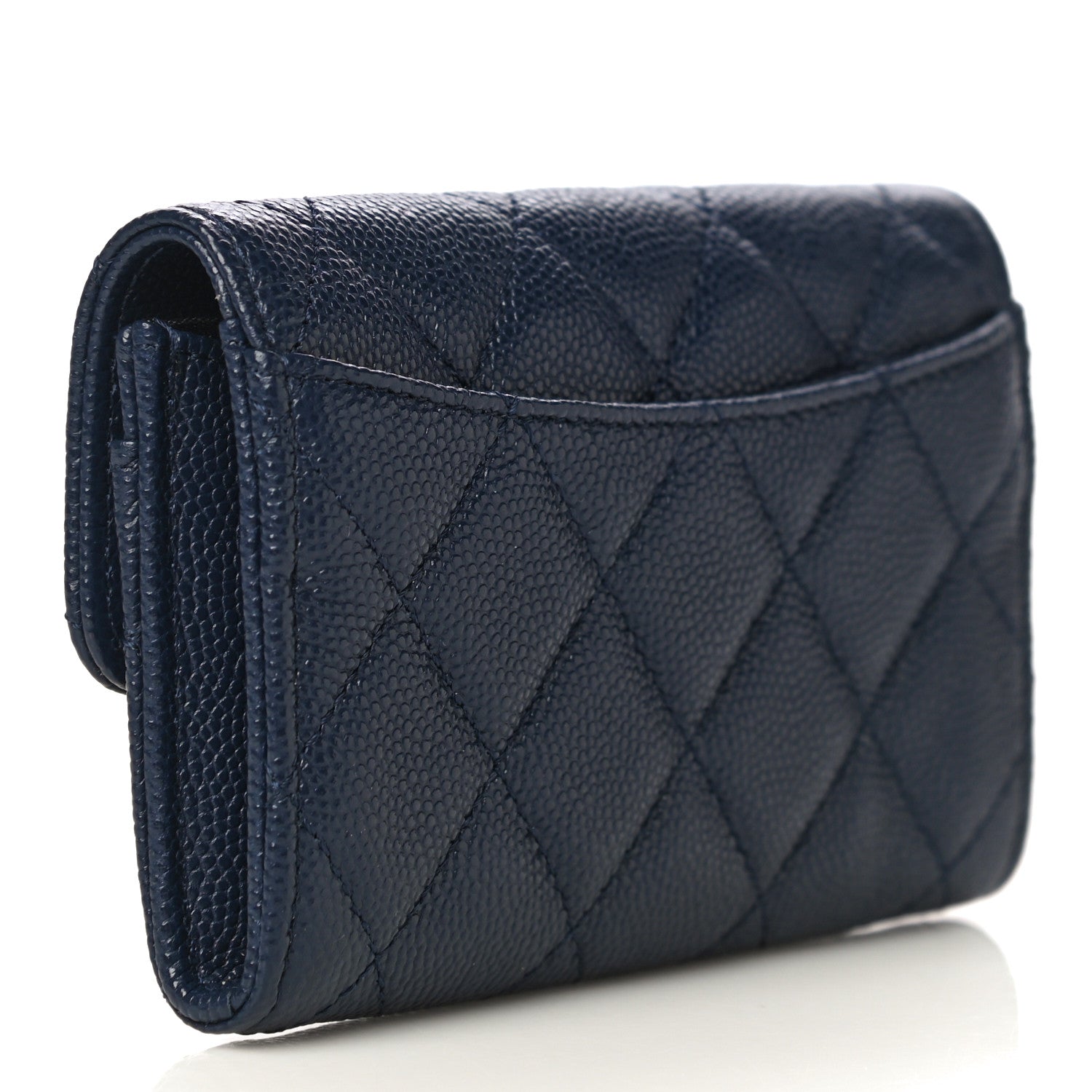 Chanel Caviar Quilted Flap Card Holder Wallet Navy Blue 3 of 12