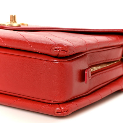 Chanel Lambskin Chevron Stitched Envelope Flap Bag Red 13 of 13