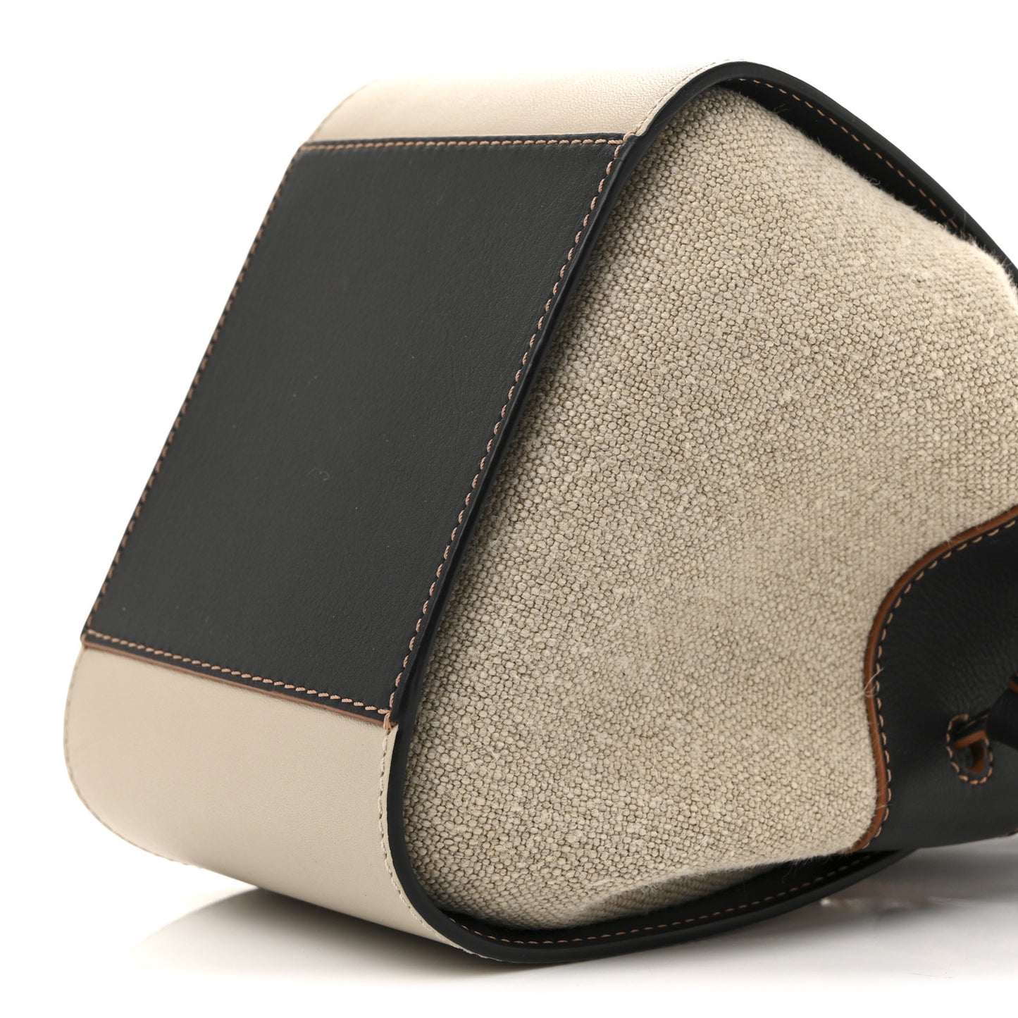 Calfskin Canvas Mini Hammock Shoulder Bag Mink Black