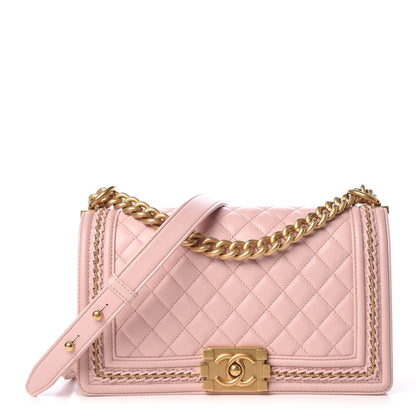 Chanel Lambskin Quilted Medium Chain Detail Boy Flap Light Pink 1 of 10