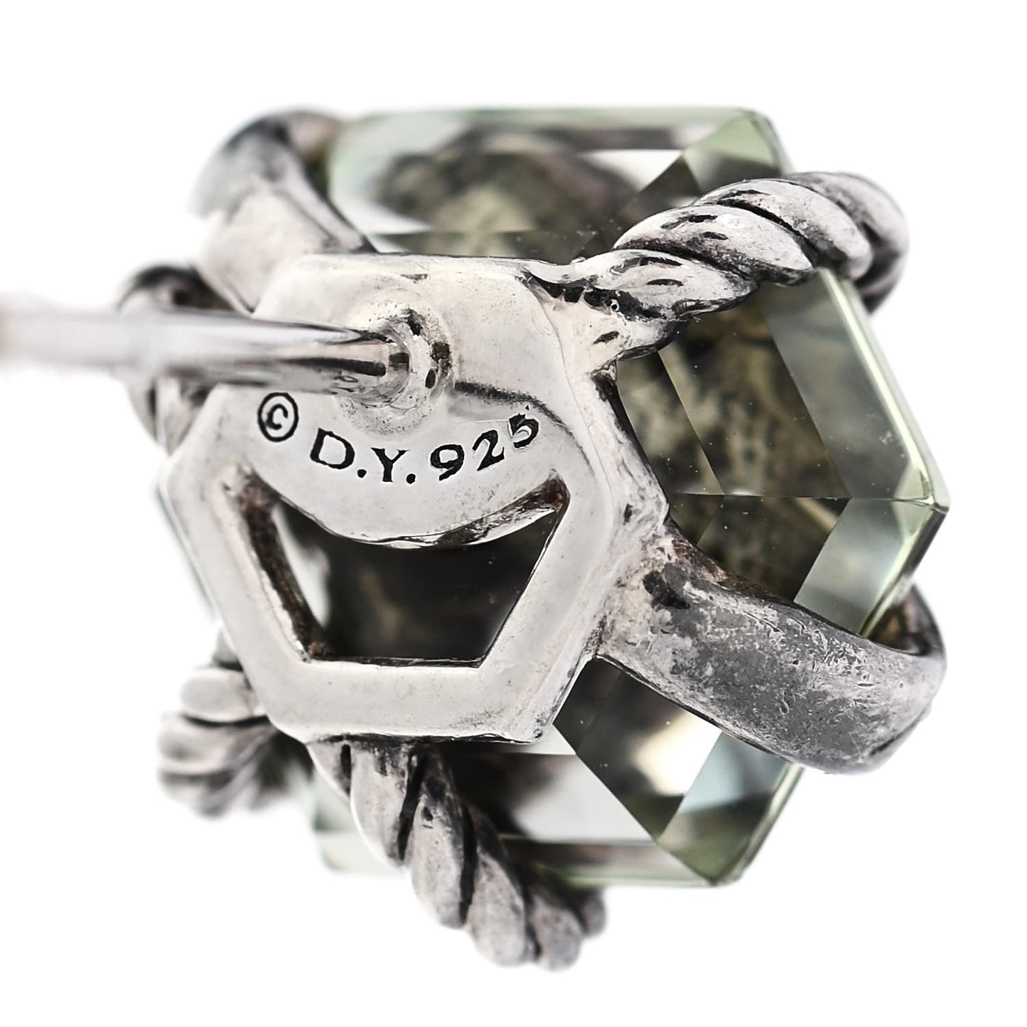 Sterling Silver Diamond Prasiolite 10mm Cable Wrap Earrings