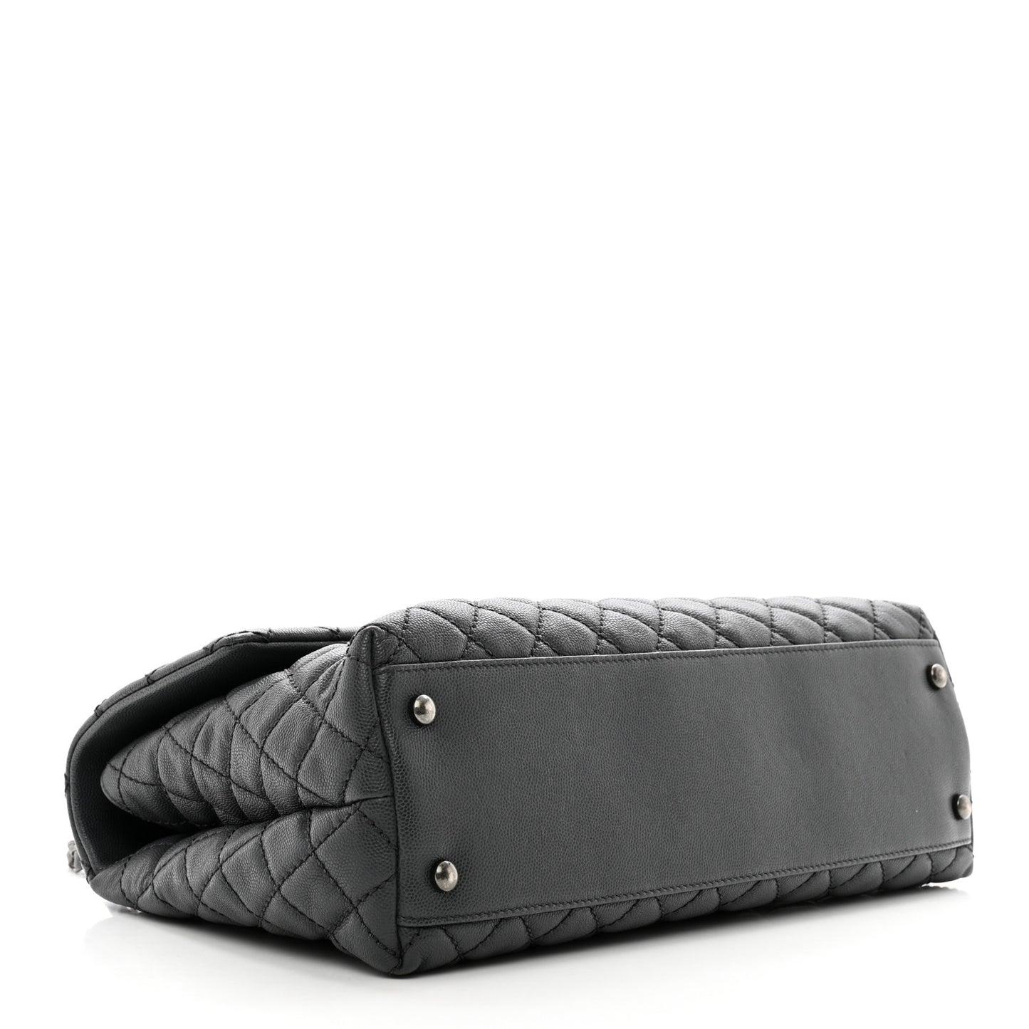 Caviar Lizard Quilted Medium Coco Handle Flap Grey