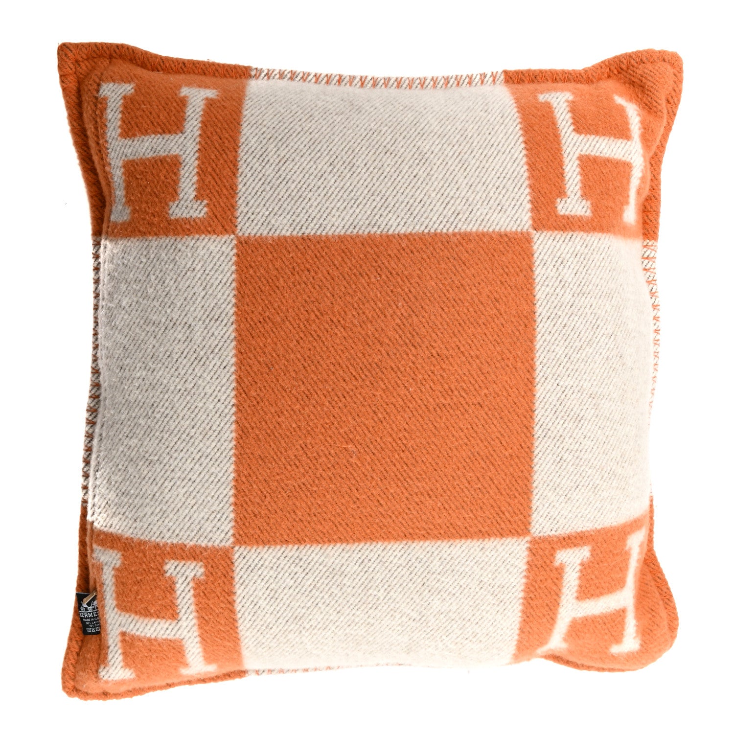 Hermes Wool Cashmere Avalon Pillow PM Ecru Potiron 2 of 3