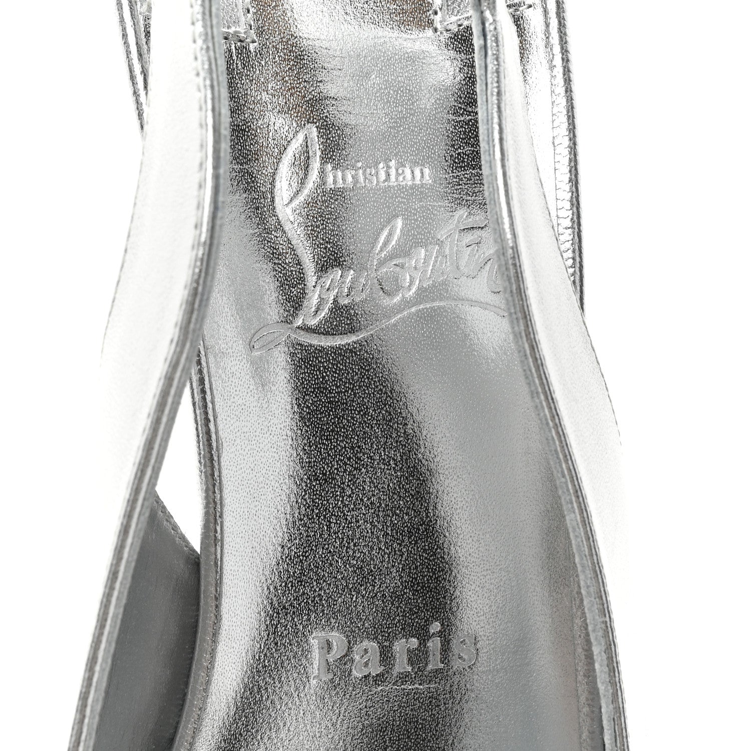 Christian Louboutin Metallic Nappa Hot Chick Slingback 70 Pumps 40 Silver 7 of 8