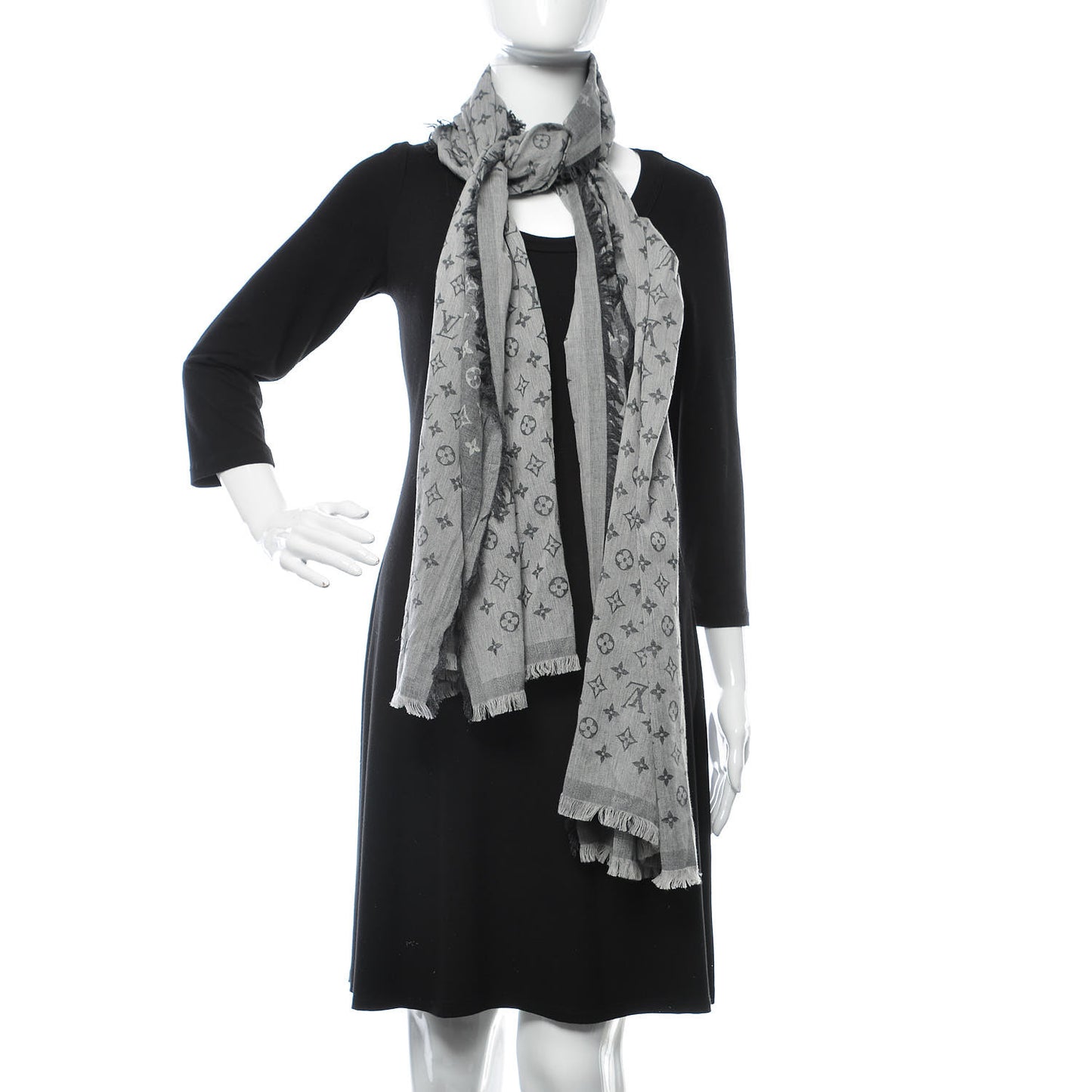 Cotton Monogram Essential Stole Gris