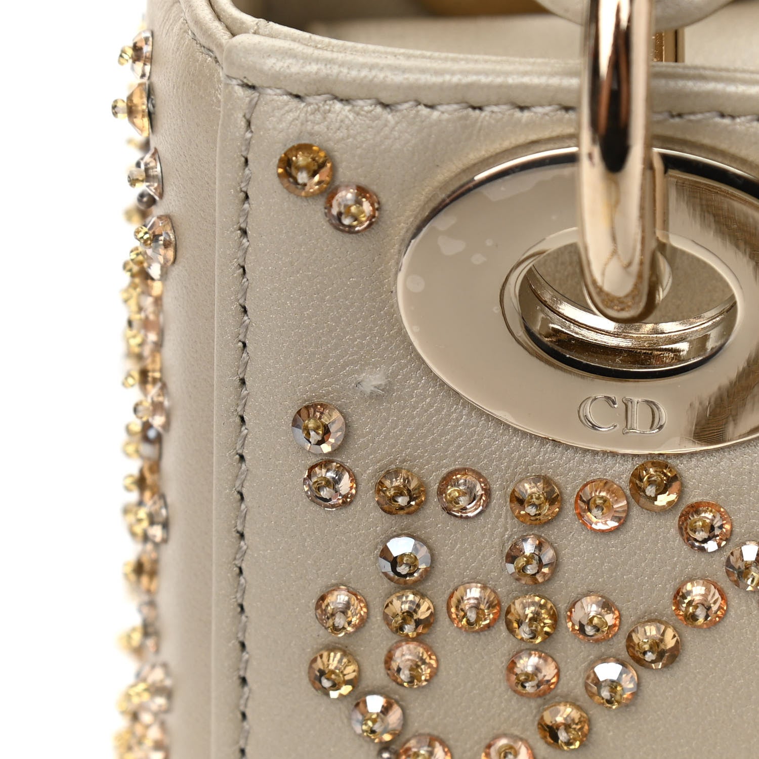 Christian Dior Metallic Lambskin Crystal Cannage Mini Lady Dior Platinum 11 of 11