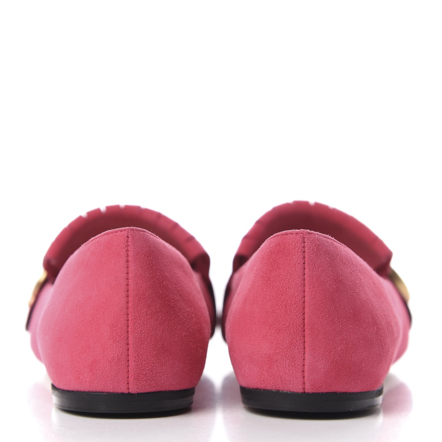 Kid Scamosciato GG Marmont Fringe Flats 36 Hot Pink