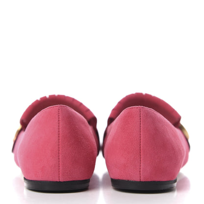 Gucci Kid Scamosciato GG Marmont Fringe Flats 36 Hot Pink 6 of 10