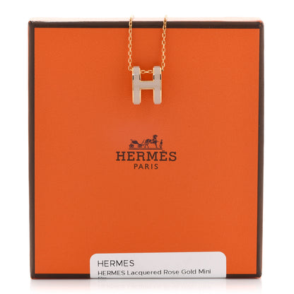 Hermes Lacquered Gold Pop H Pendant Necklace Marron Glace 7 of 7
