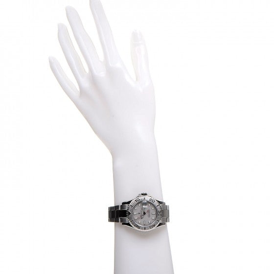 Rolex Stainless Steel Platinum 35mm Yacht-Master Watch Silver 168622 2 of 7