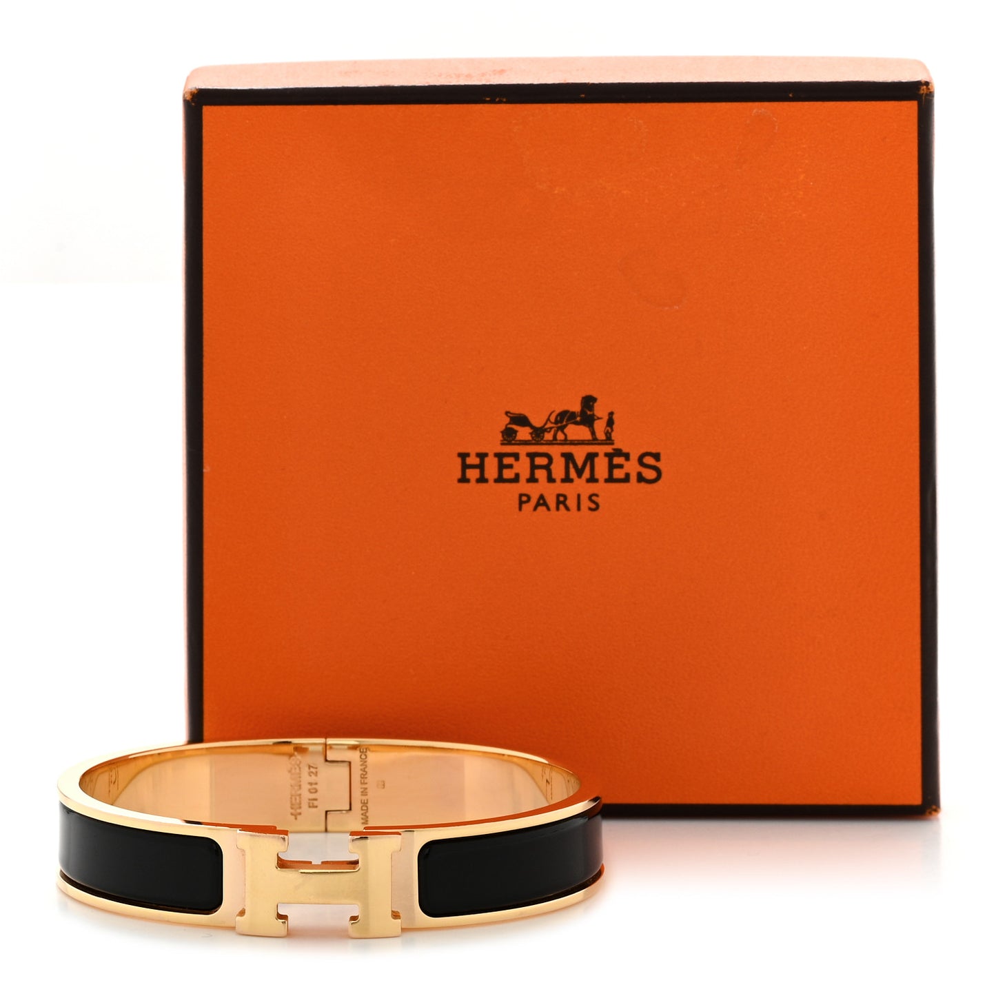 Enamel Narrow Clic Clac H Bracelet GM Black