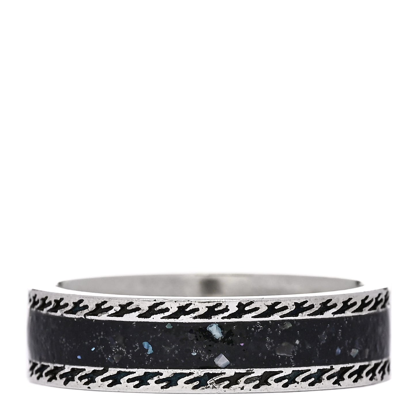 Sterling Silver Enamel Interlocking G Band Ring 60 9 Black