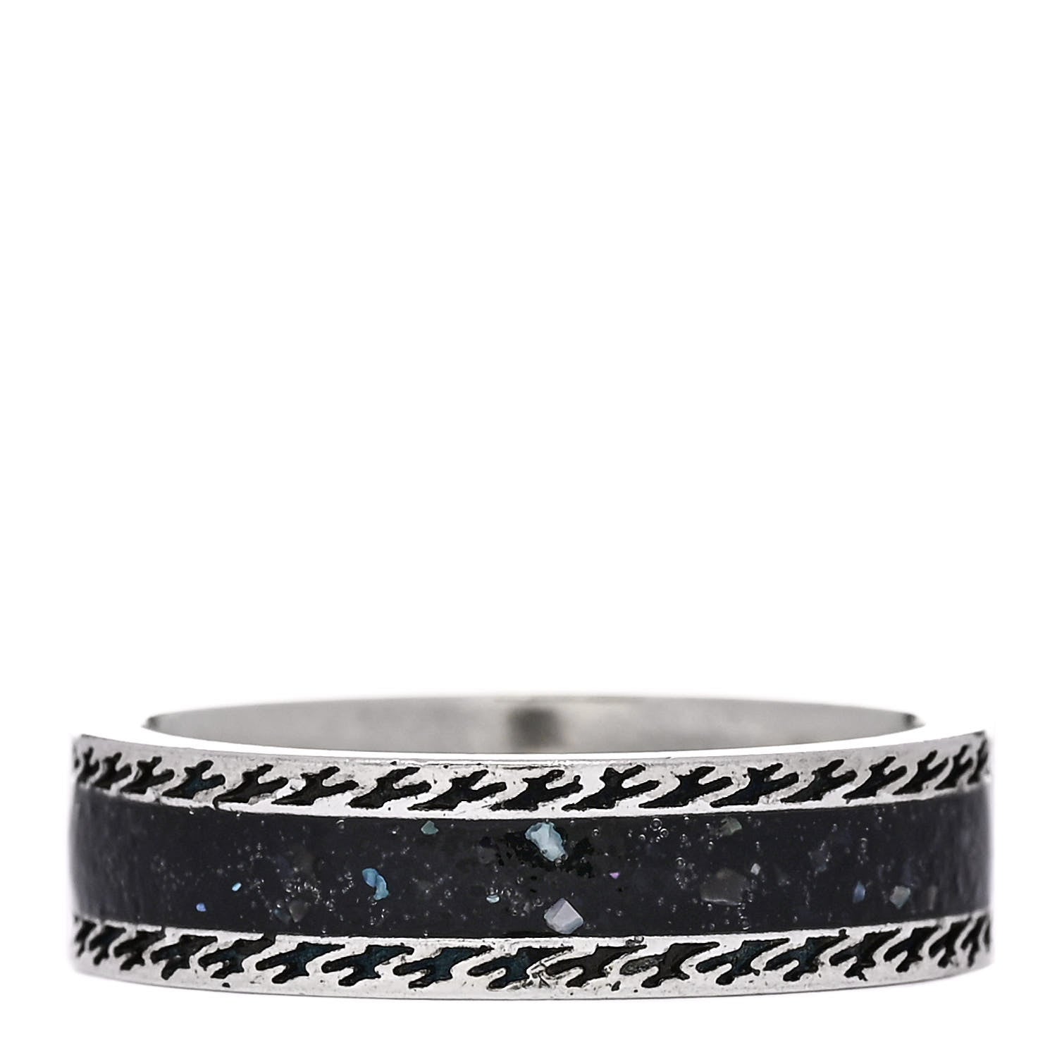 Gucci Sterling Silver Enamel Interlocking G Band Ring 60 9 Black 3 of 6