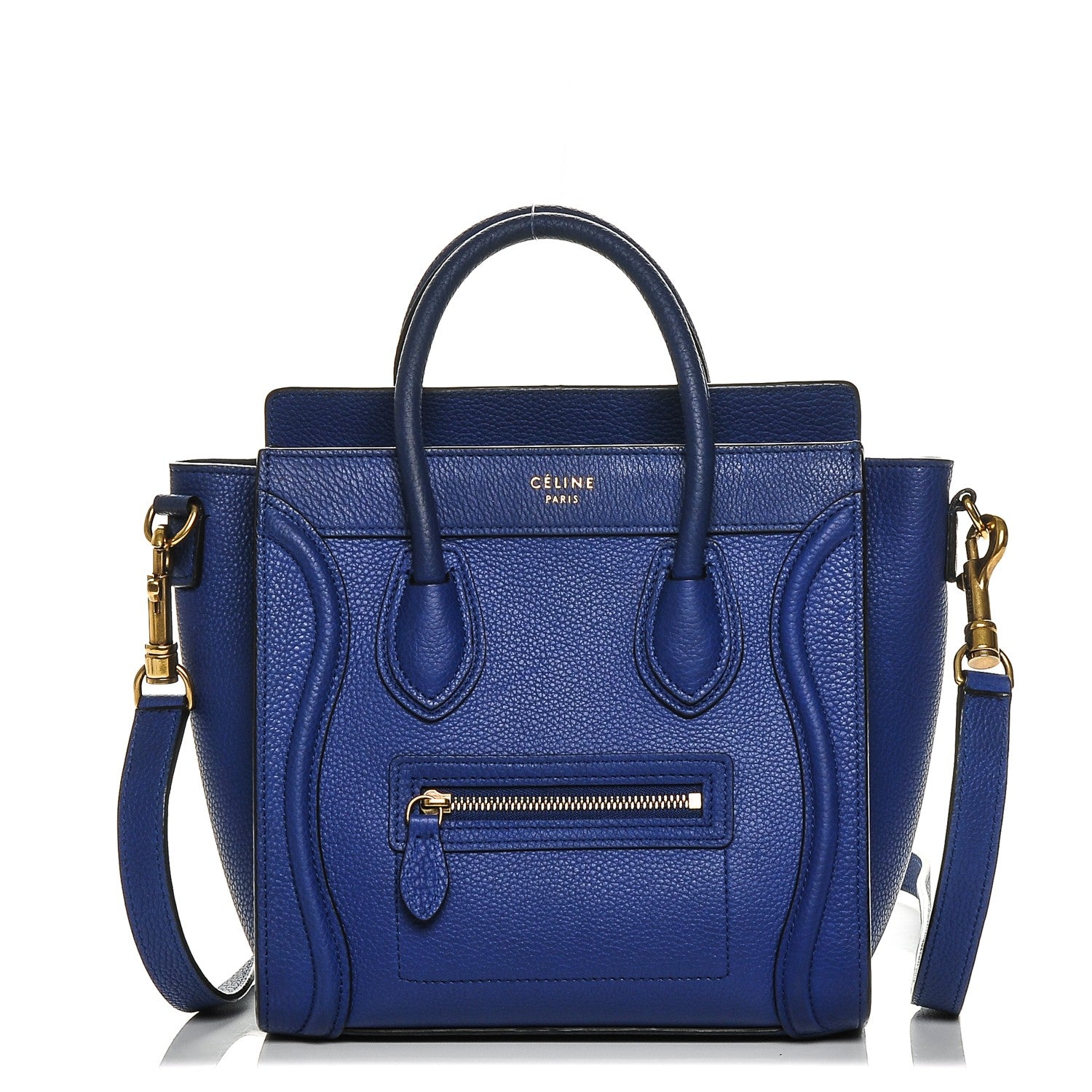 Celine Drummed Calfskin Nano Luggage Indigo 1 of 6
