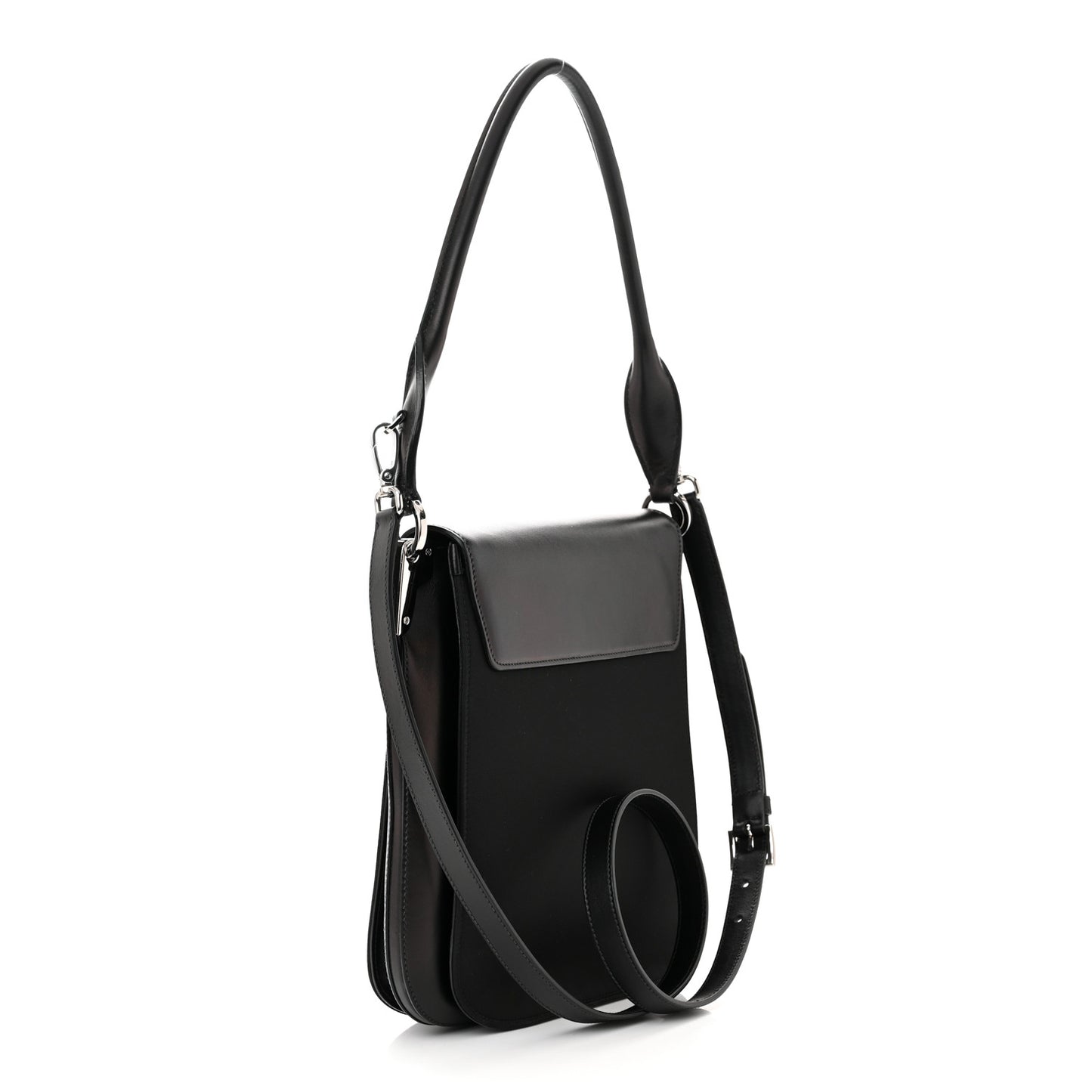 Brushed Calfskin Nylon Small Margit Flap Bag Black