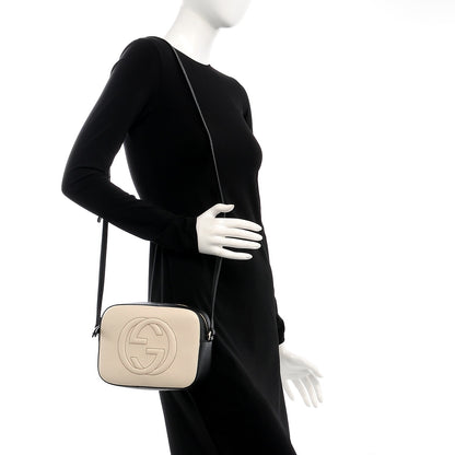 Gucci Dollar Calfskin Bi-Color Small Soho Disco Bag Mystic White Black 2 of 7