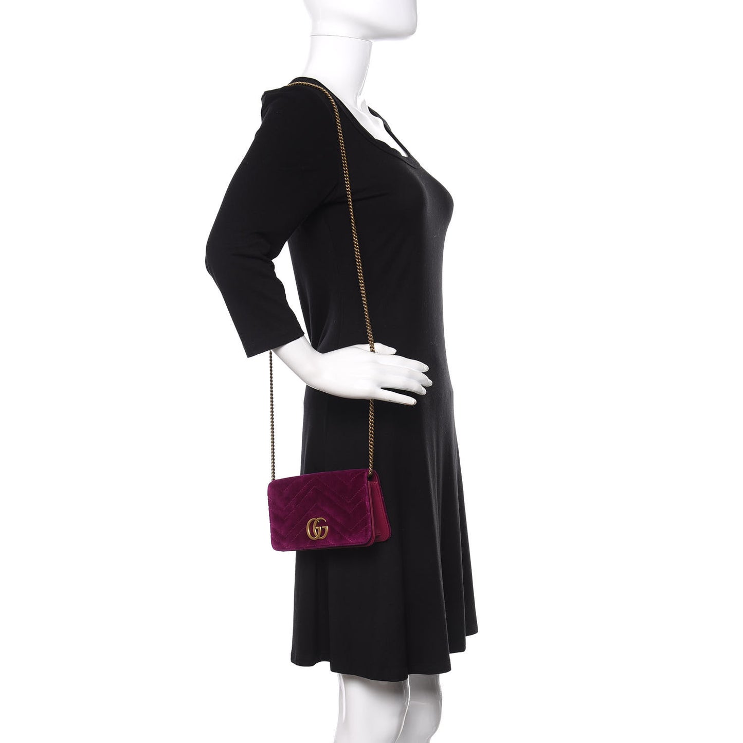 Velvet Matelasse GG Marmont Mini Bag Fuchsia Violet Cyclamen
