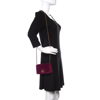 Gucci Velvet Matelasse GG Marmont Mini Bag Fuchsia Violet Cyclamen 2 of 9