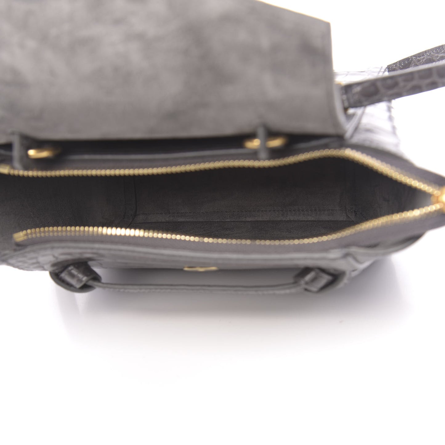 Calfskin Crocodile Embossed Nano Belt Bag Grey